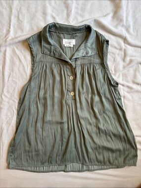 Anthropologie Sleeveless Collared Tank Top in Sage